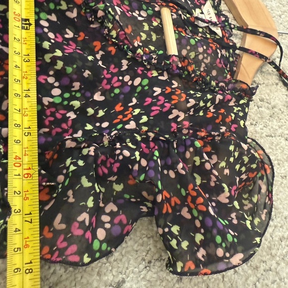 Ted Baker M (2) sheer baby doll drawstring heart pattern Floral EUC ruffles! - Picture 11 of 15